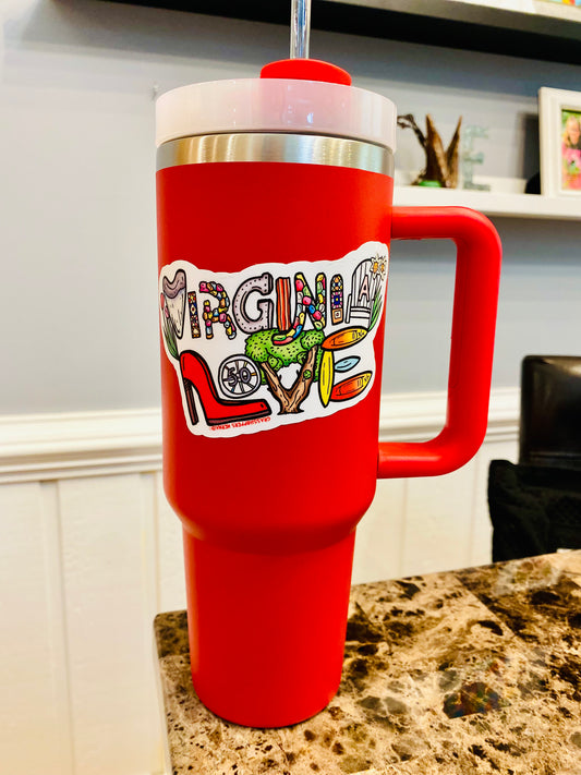 Virginia LOVE Sign 40oz Stainless Cup with Sticker