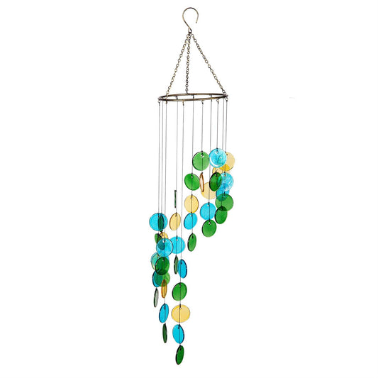 Seaside Retreat Wind Chime, Glass & Metal, Hanging Circles, 31.5"