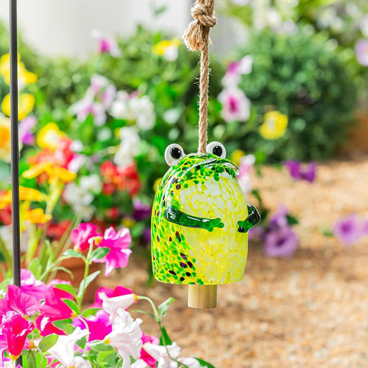 Frog Art Glass Garden Bell