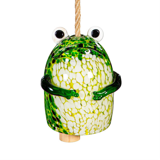 Frog Art Glass Garden Bell