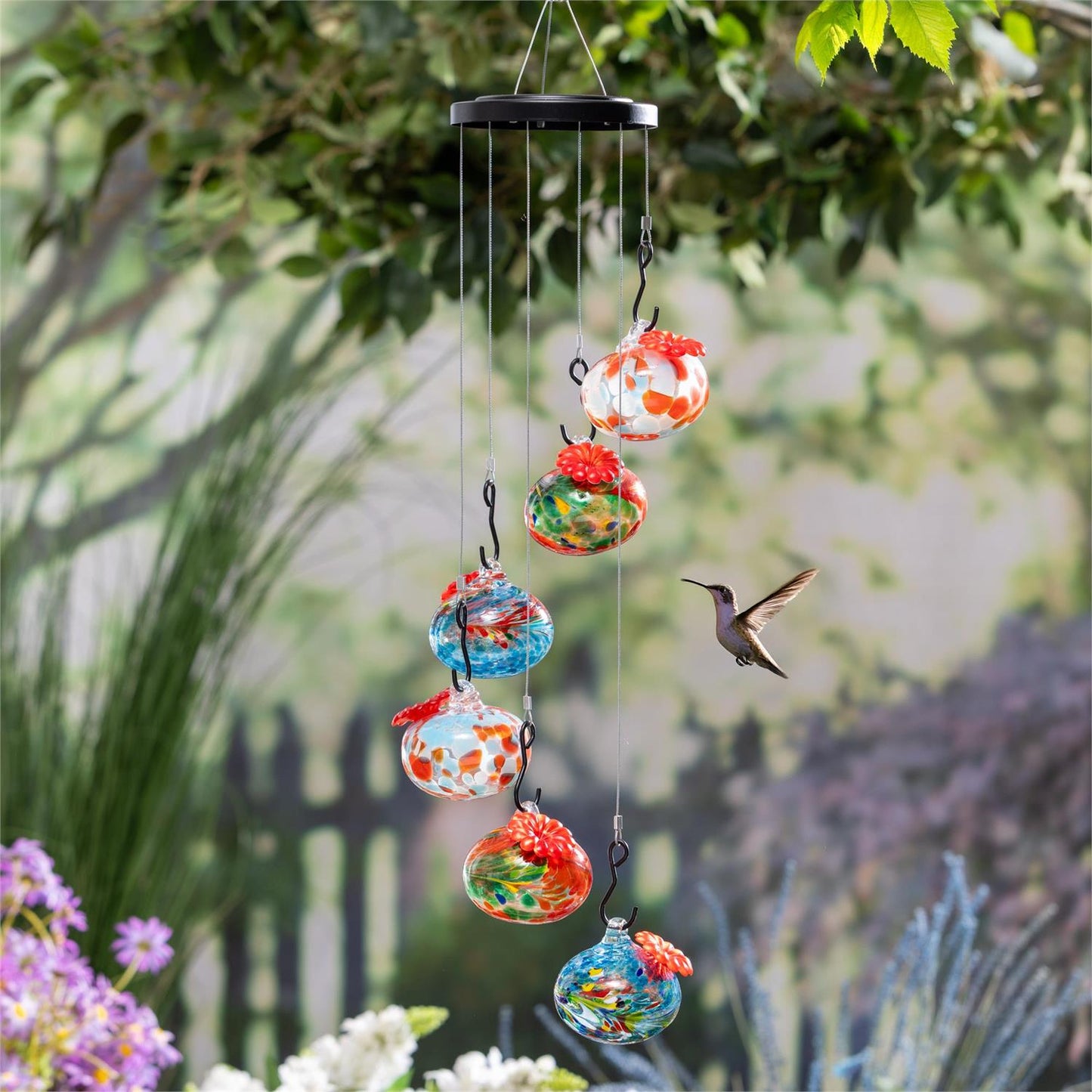 Art Glass Hanging Hummingbird Feeder