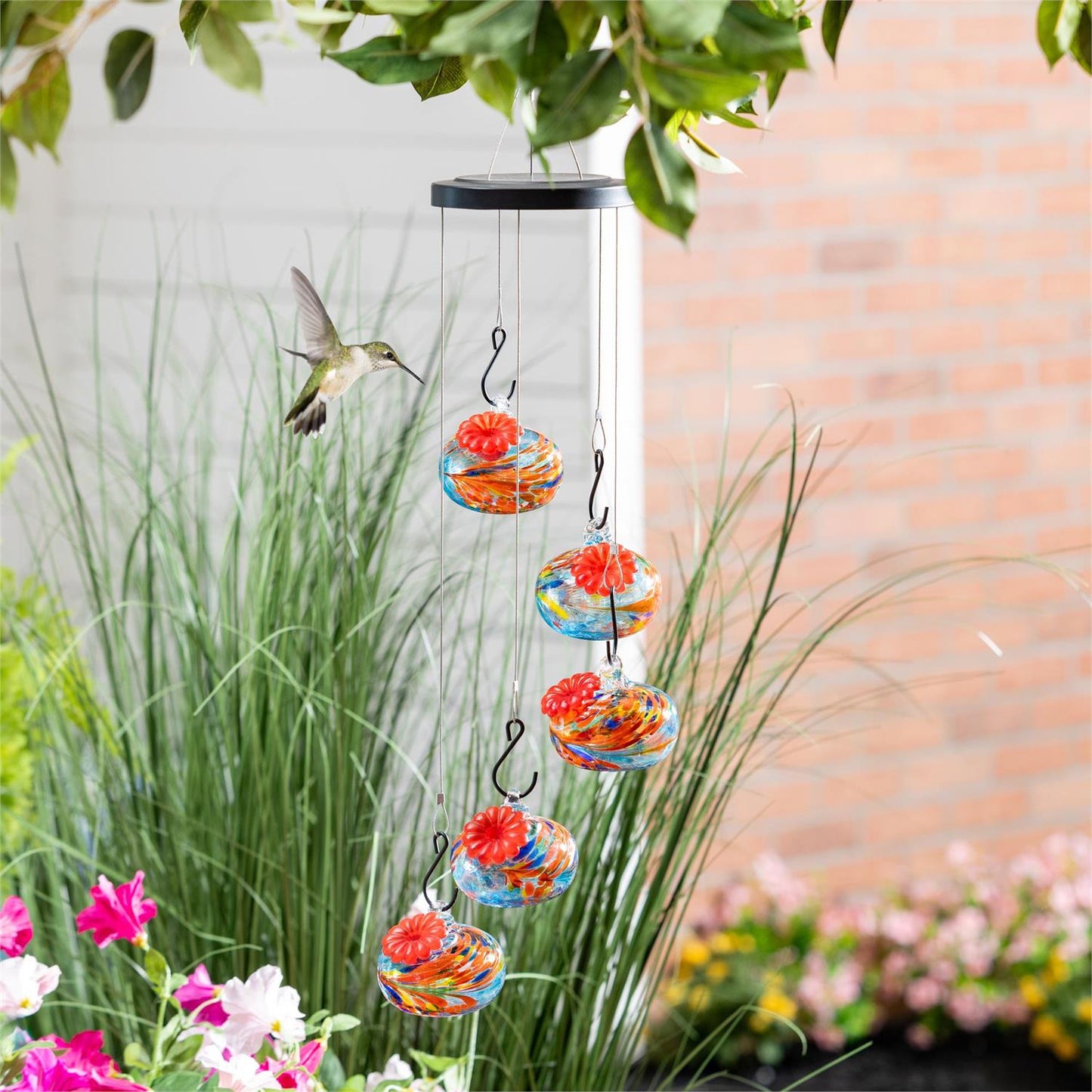 Art Glass Hanging Hummingbird Feeder
