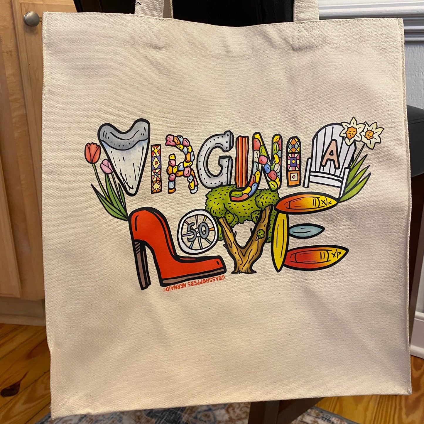 Virginia LOVE Sign Shopping Tote