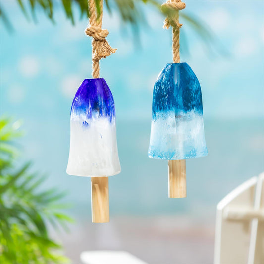 Ombre Blue Glass Garden Bell