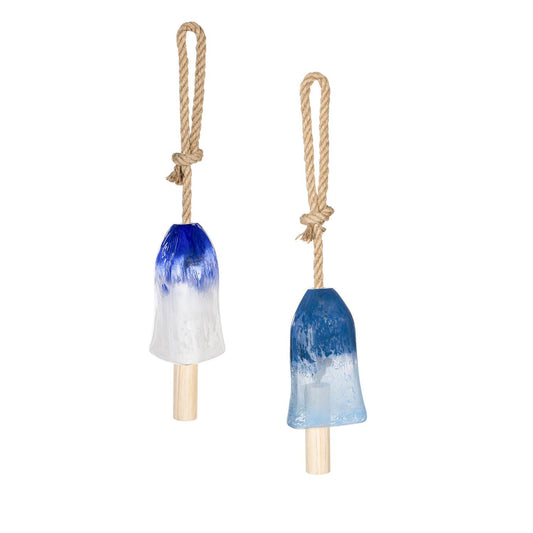 Ombre Blue Glass Garden Bell