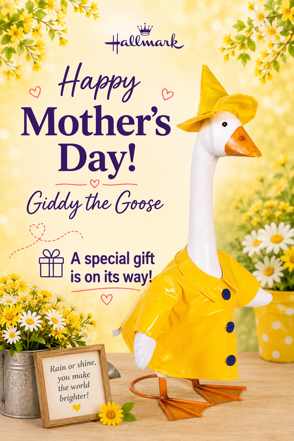 Giddy the Porch Goose with Outfit for in store pickup + Mother's Day "Reveal" card