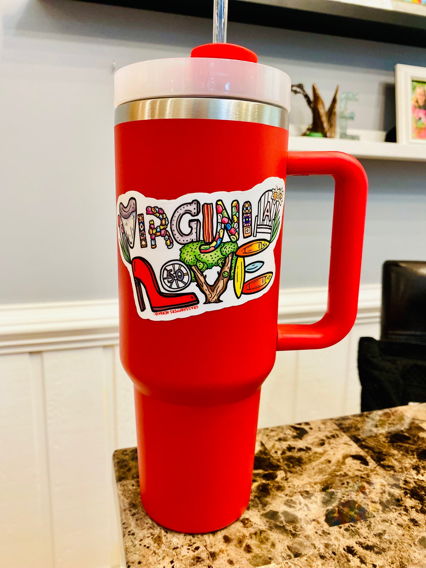 Virginia LOVE Sign 40oz Stainless Cup with Sticker