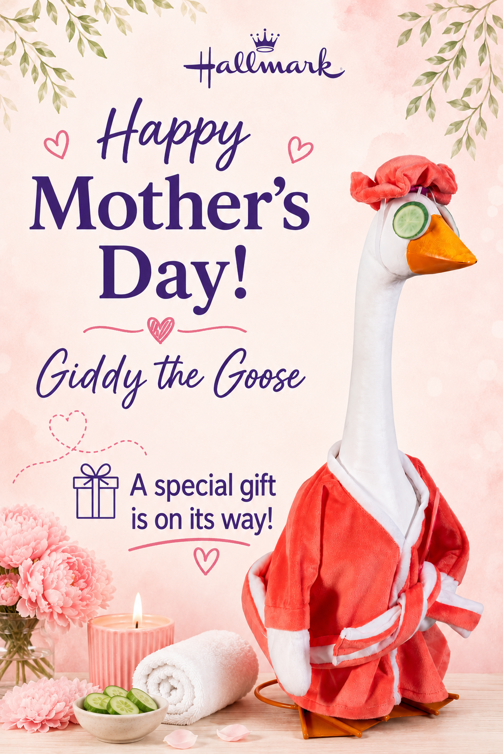 Giddy the Porch Goose with Outfit for in store pickup + Mother's Day "Reveal" card