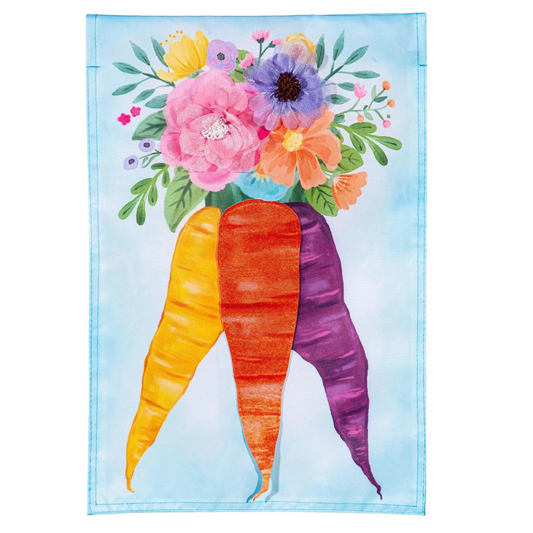 Floral Carrot Bunch Applique Garden Flag