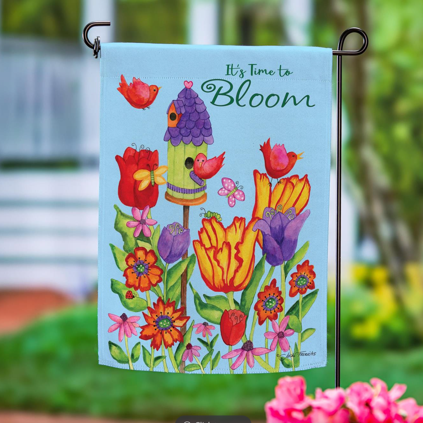It's Time To Bloom Suede Garden Flag