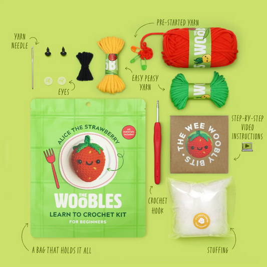 the WOOBLES Alice the Strawberry Crochet Kit