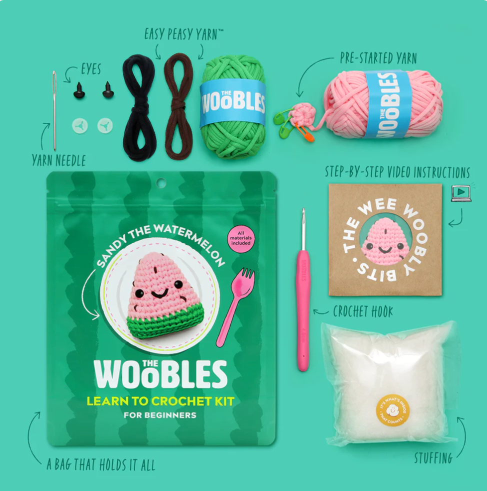 the WOOBLES Sandy the Watermelon Crochet Kit