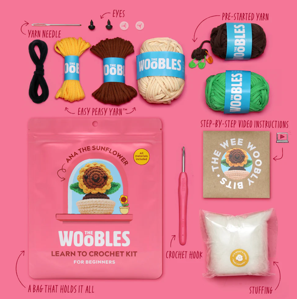 the WOOBLES Ana the Sunflower Crochet Kit