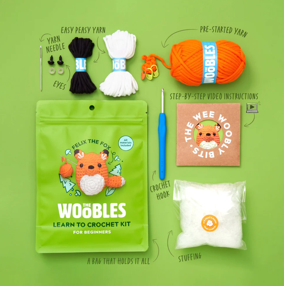 the WOOBLES Felix the Fox Crochet Kit