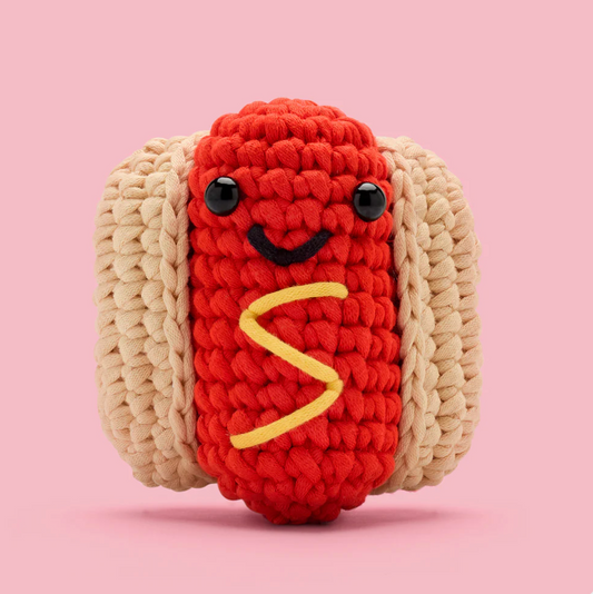 the WOOBLES Frank the Hot Dog Crochet Kit