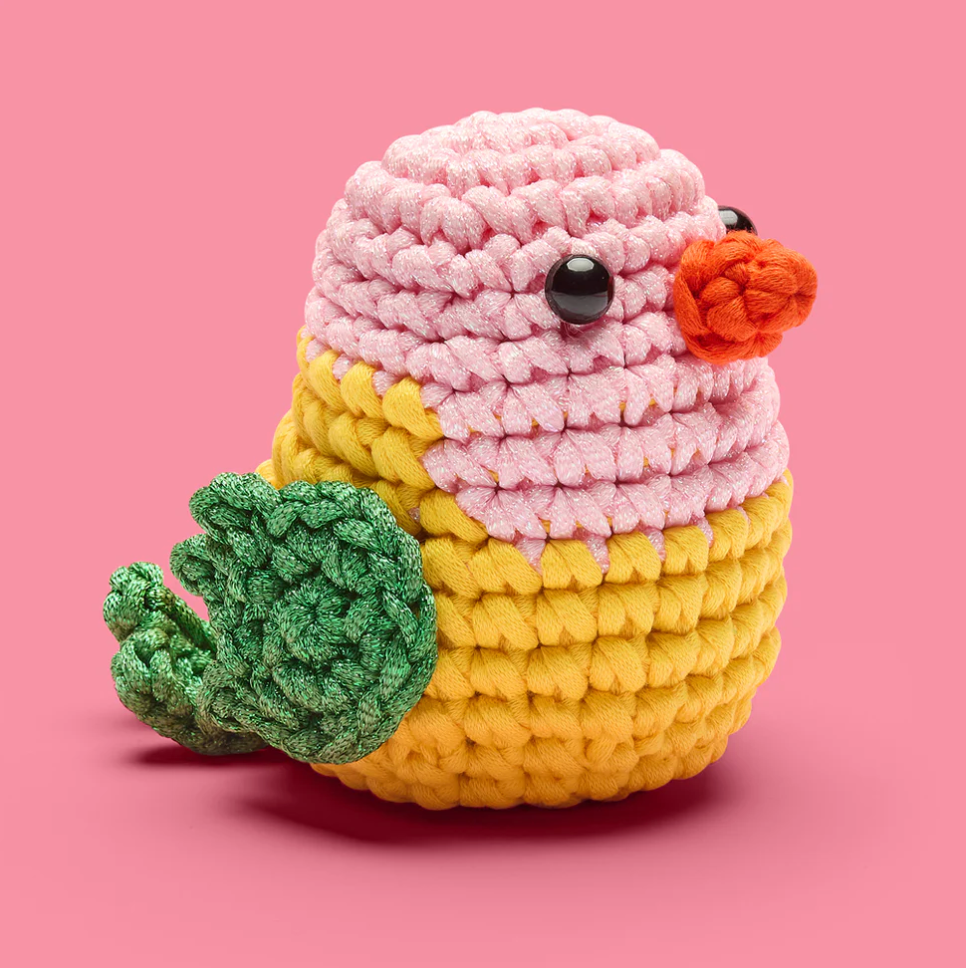 the WOOBLES Cupid the Lovebird Crochet Kit