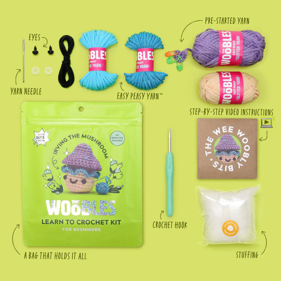 the WOOBLES Irving the Mushroom Crochet Kit