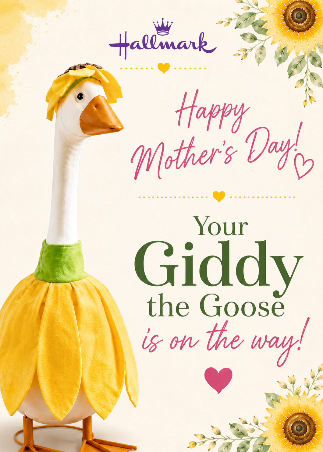 Giddy the Porch Goose with Outfit for in store pickup + Mother's Day "Reveal" card