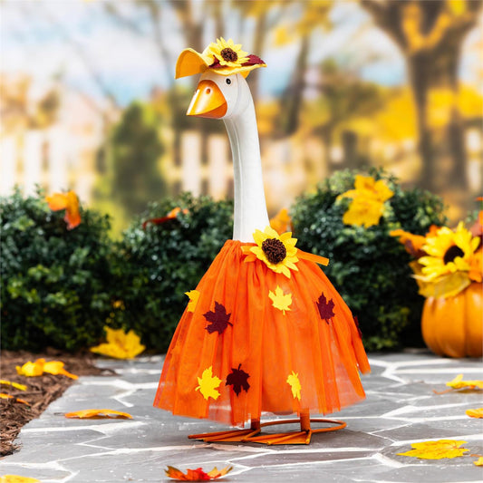 Porch Goose Outfit, Fall Leaf Dress