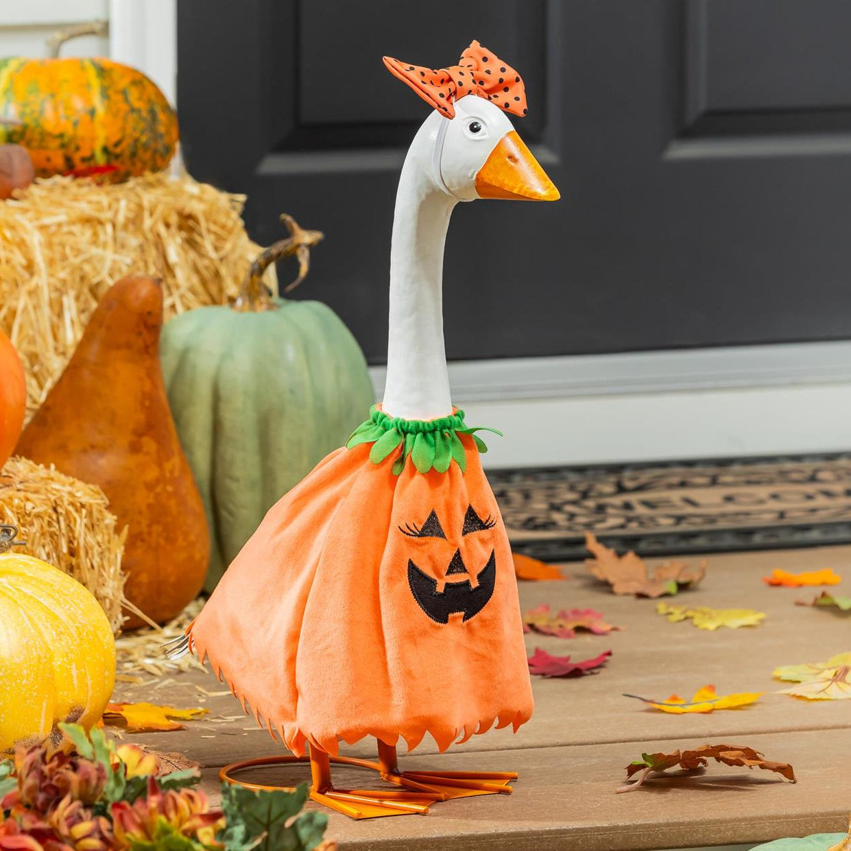 Porch Goose Outfit, Pumpkin Poncho